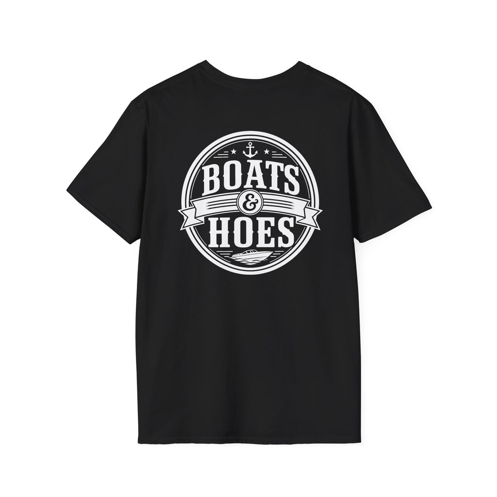 Boats and Hoes Badge Front & Back Print Tee – Hoes Clothes