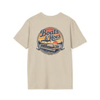 Boats and Hoes Sunset Pontoon Left Chest Full Back Print Tee – Hoes Clothes