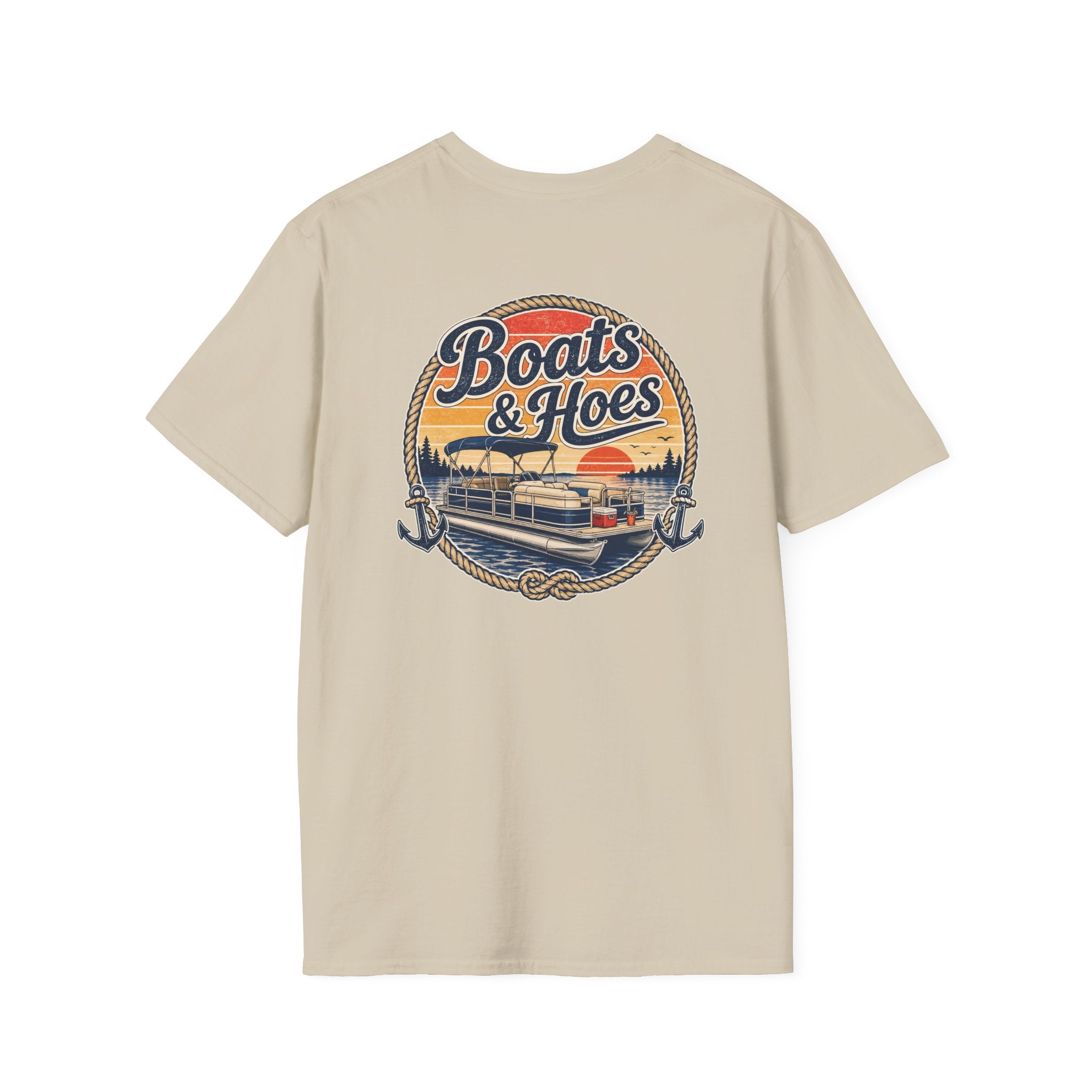 Boats and Hoes Sunset Pontoon Left Chest Full Back Print Tee – Hoes Clothes