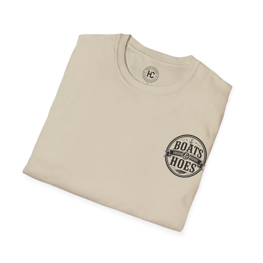 Boats and Hoes Badge Front & Back Print Tee – Hoes Clothes