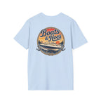 Boats and Hoes Sunset Speedboat Left Chest Full Back Print Tee – Hoes Clothes