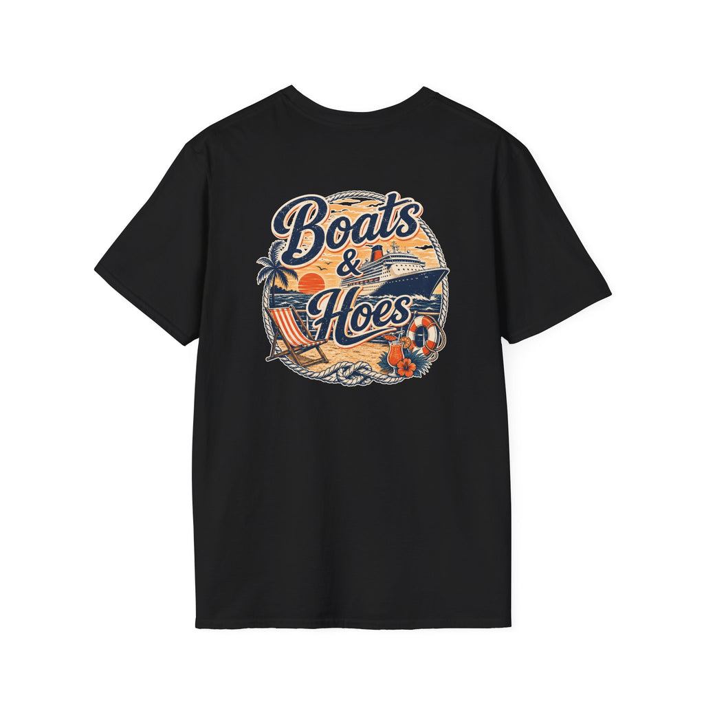 Boats and Hoes Sunset Cruising Left Chest Full Back Print Tee – Hoes Clothes