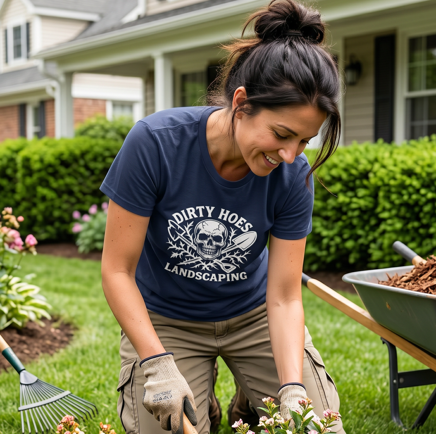 Dirty Hoes Landscaping Front Only Tee – Skull – Hoes Clothes