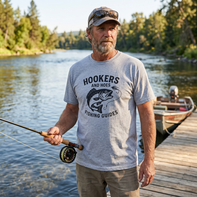 Hookers & Hoes Fishing Guides Front Only Tee – Hoes Clothes