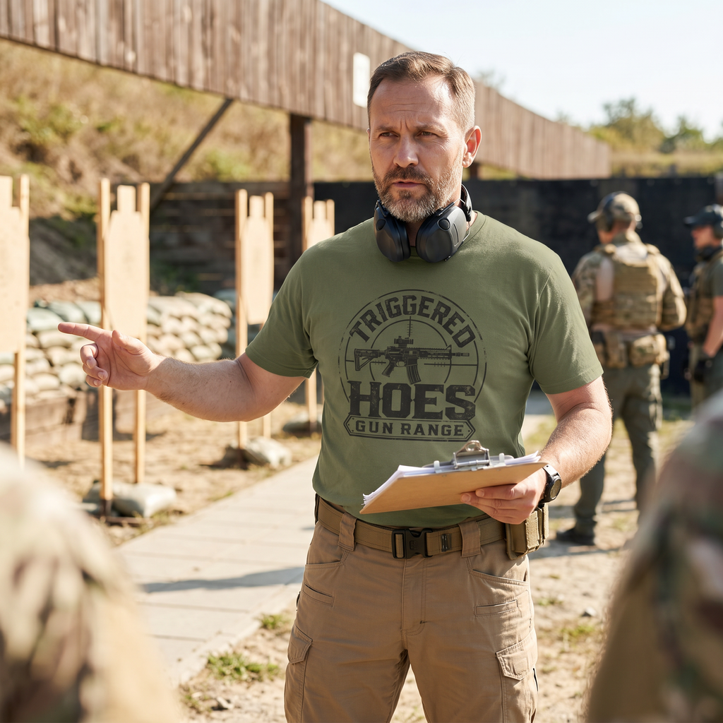 Triggered Hoes Gun Range Front Only Tee – Hoes Clothes