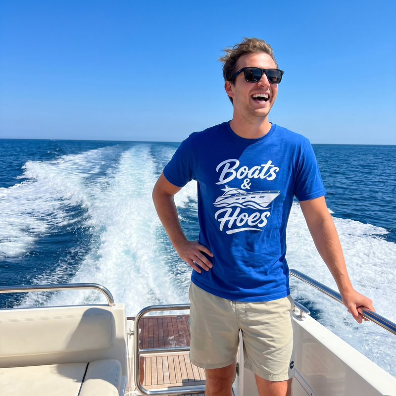 Boats & Hoes Front Only Tee – Speedboat – Hoes Clothes