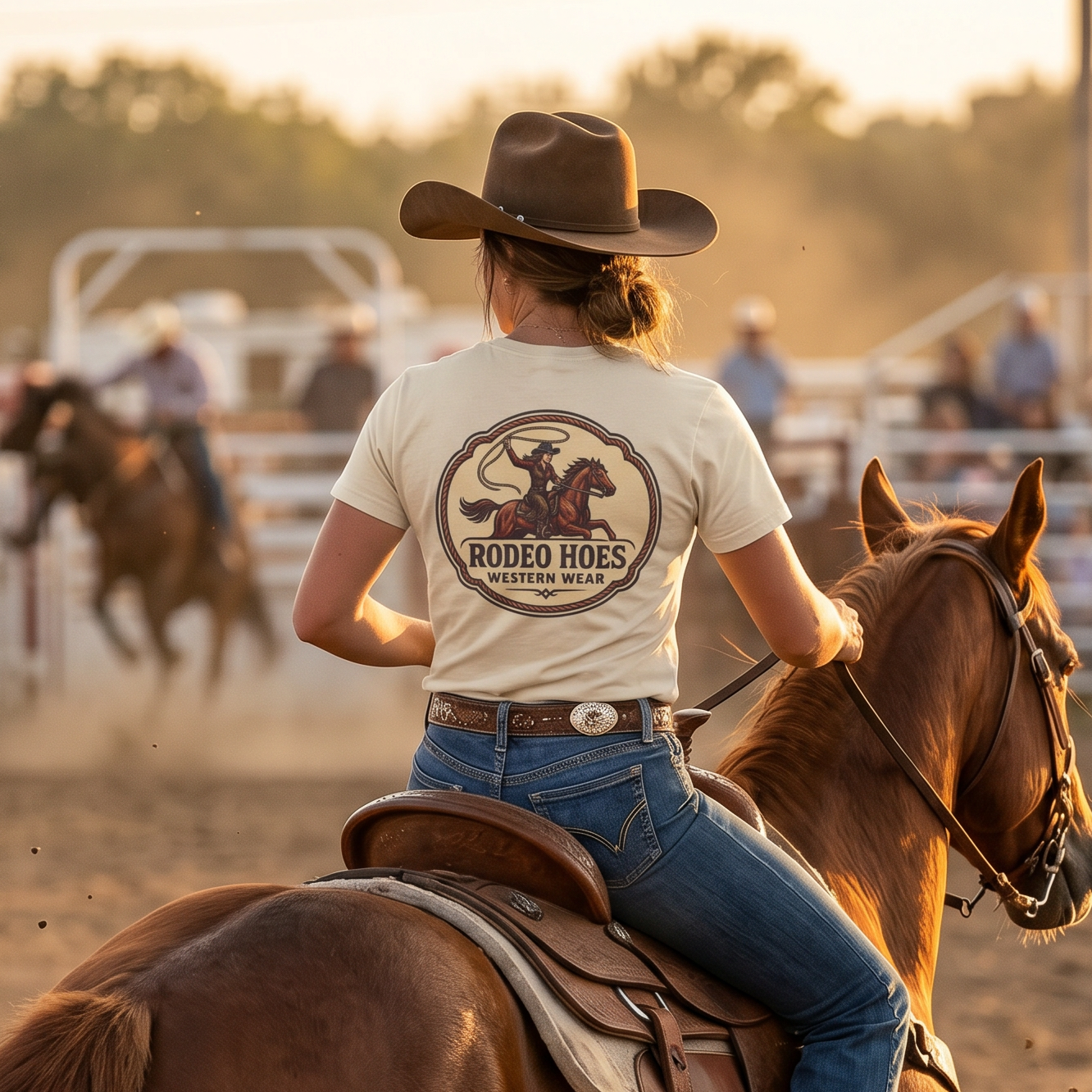 Rodeo Hoes Western Wear Front & Back Tee – Full Color – She Rides – Hoes Clothes