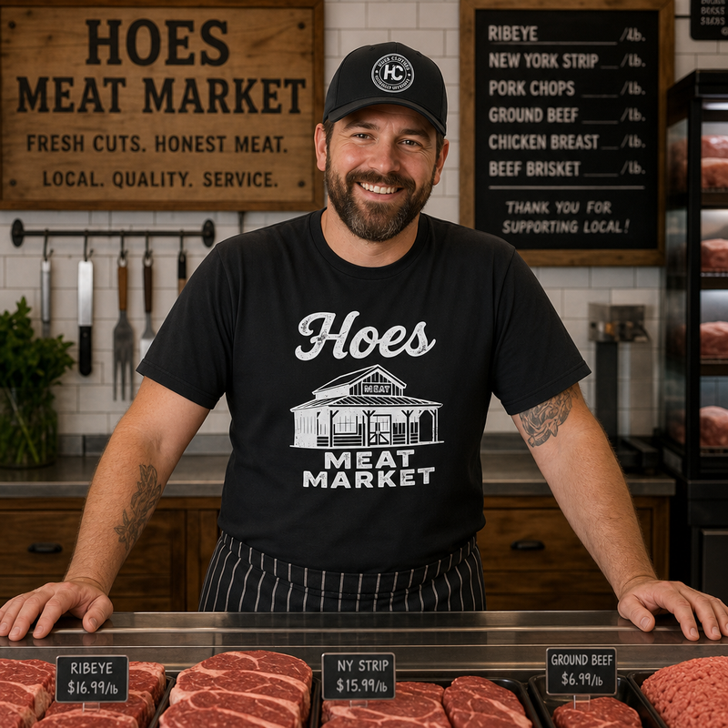 Hoes Meat Market Front Only Tee – Hoes Clothes