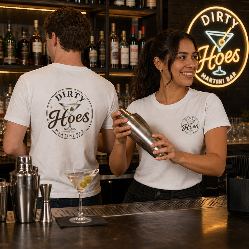 Dirty Hoes Martini Bar Front & Back Tee – Hoes Clothes