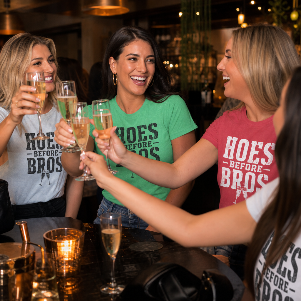 Hoes Before Bros Champagne Large Front Print Tee – Hoes Clothes