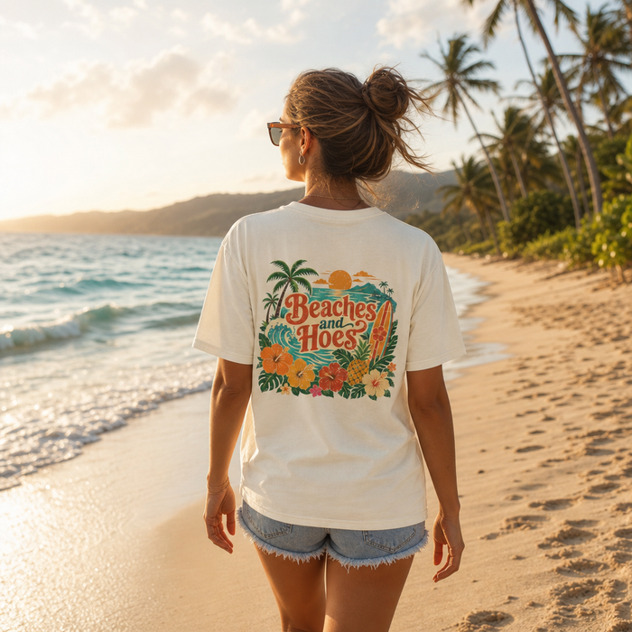 Beaches and Hoes Full Color Tee