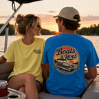 Boats and Hoes Sunset Pontoon Left Chest Full Back Print Tee – Hoes Clothes