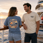 Boats and Hoes Sunset Cruising Left Chest Full Back Print Tee – Hoes Clothes