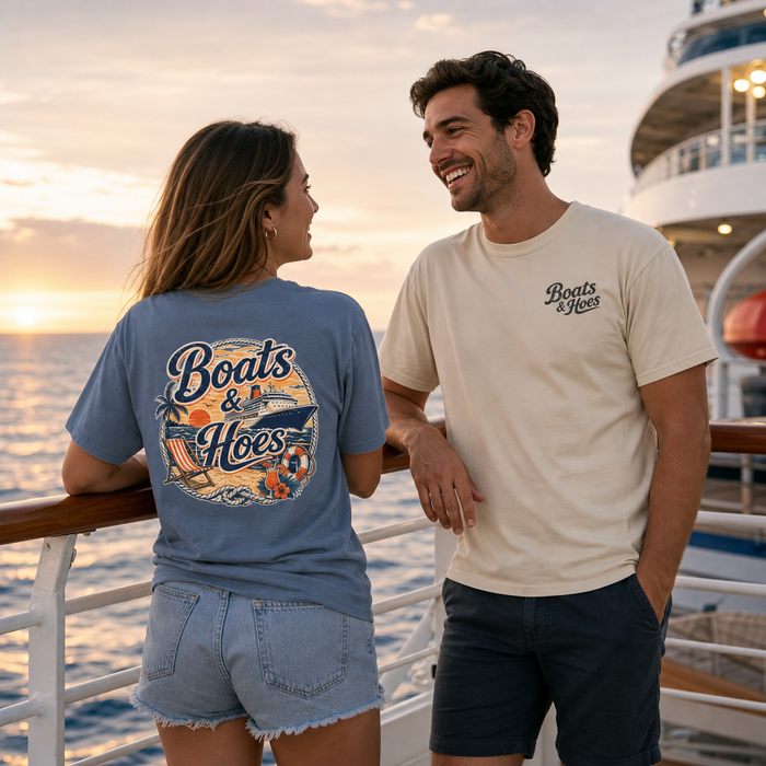 Boats and Hoes Sunset Cruising Tee