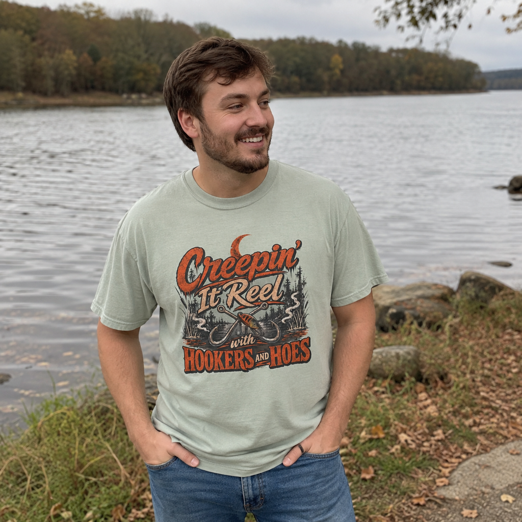 Creepin’ It Reel with Hookers and Hoes Fishing Tee