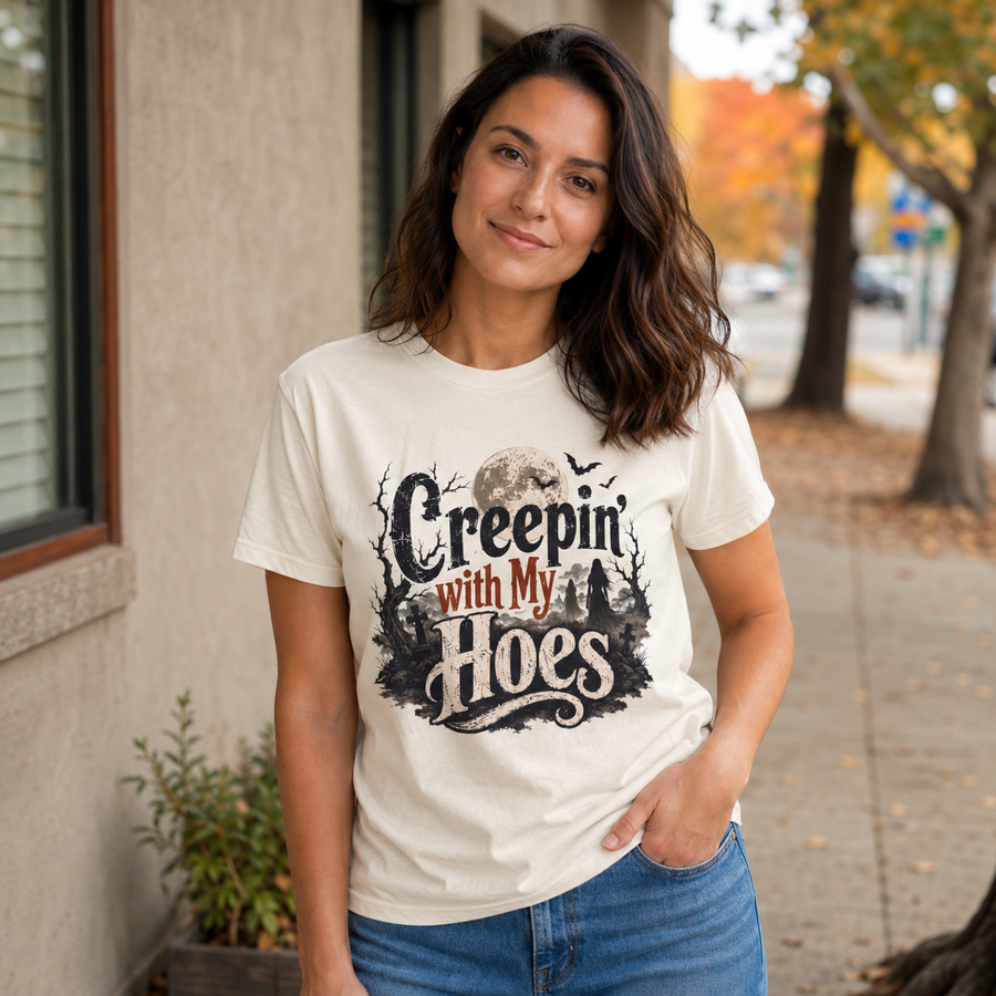 Creepin’ With My Hoes Graveyard Halloween Tee