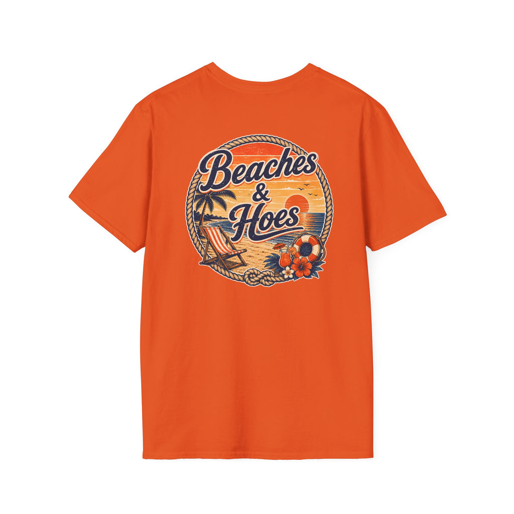Beaches and Hoes Sunset Left Chest Full Back Print Tee – Hoes Clothes
