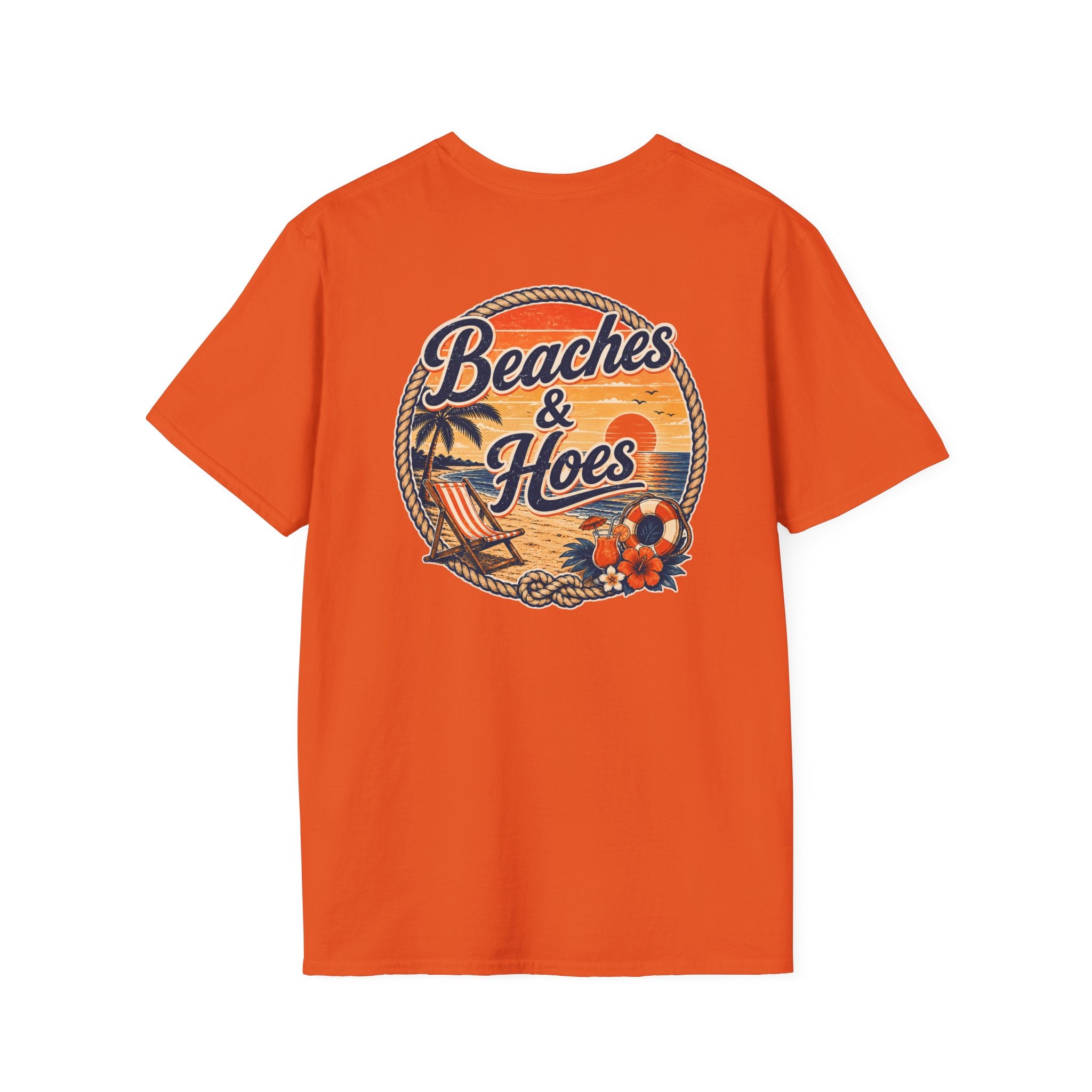 Beaches and Hoes Sunset Left Chest Full Back Print Tee – Hoes Clothes