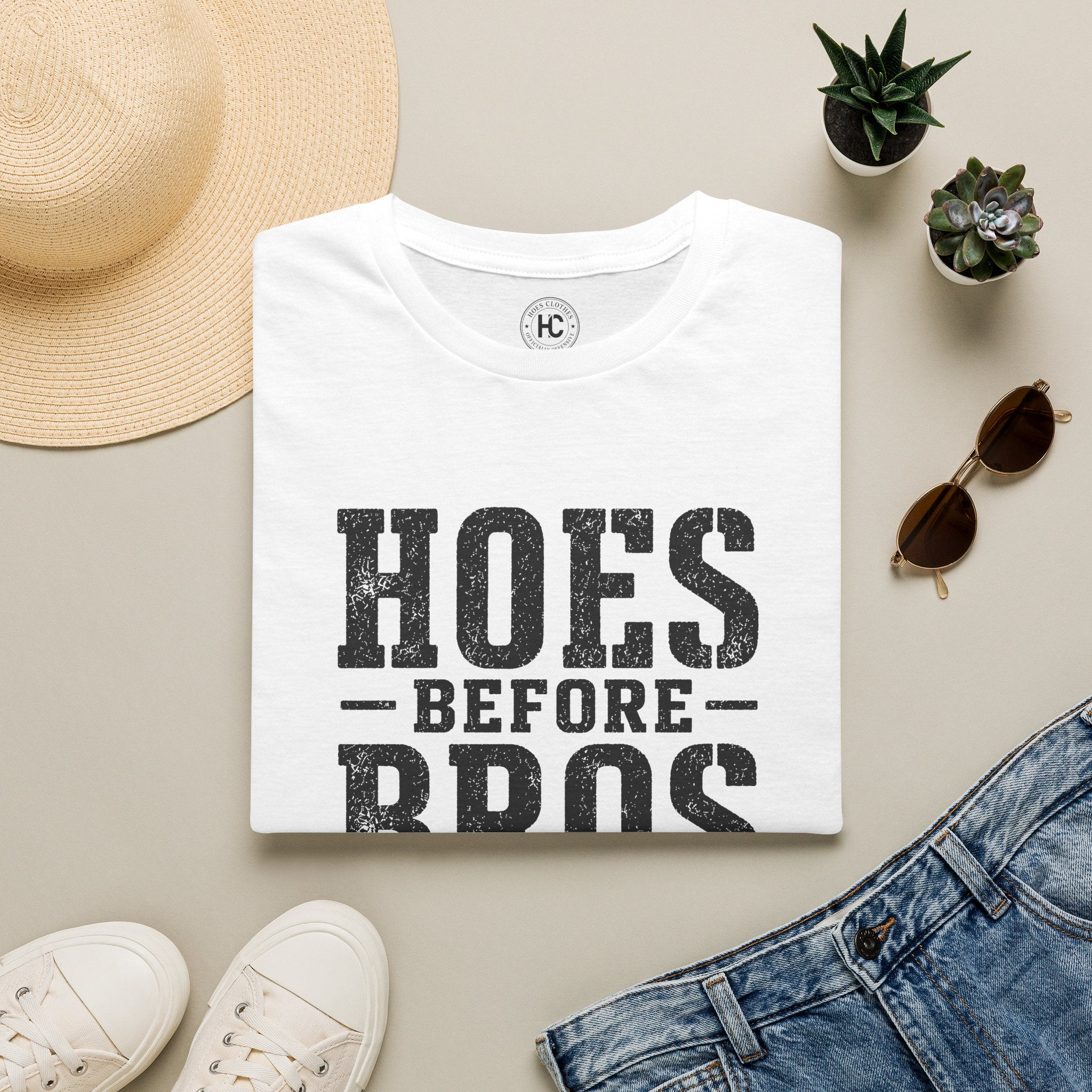 Hoes Before Bros Champagne Large Front Print Tee – Hoes Clothes