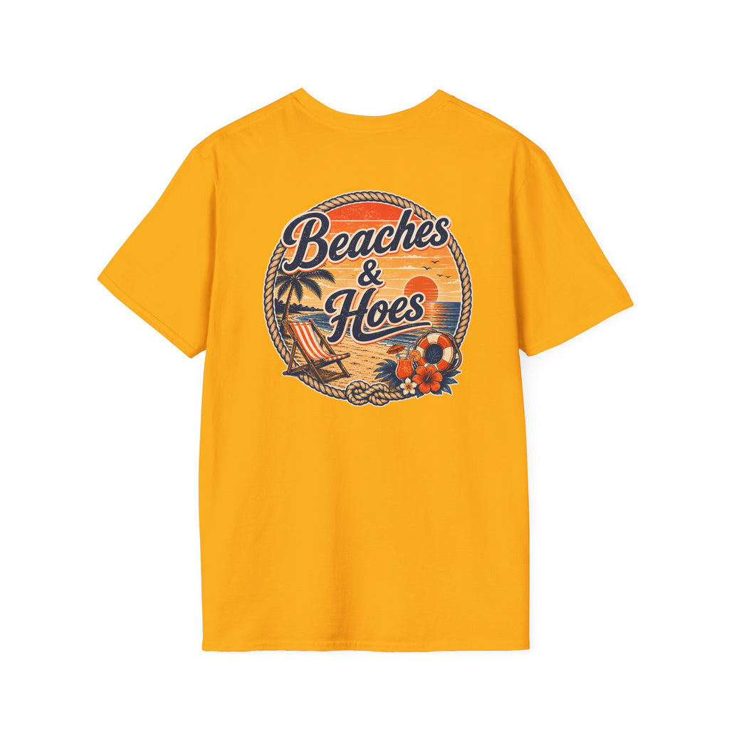 Beaches and Hoes Sunset Left Chest Full Back Print Tee – Hoes Clothes