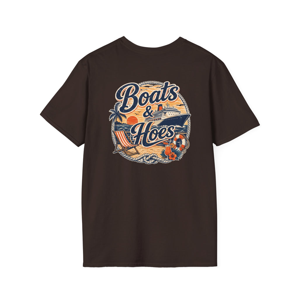 Boats and Hoes Sunset Cruising Left Chest Full Back Print Tee – Hoes Clothes