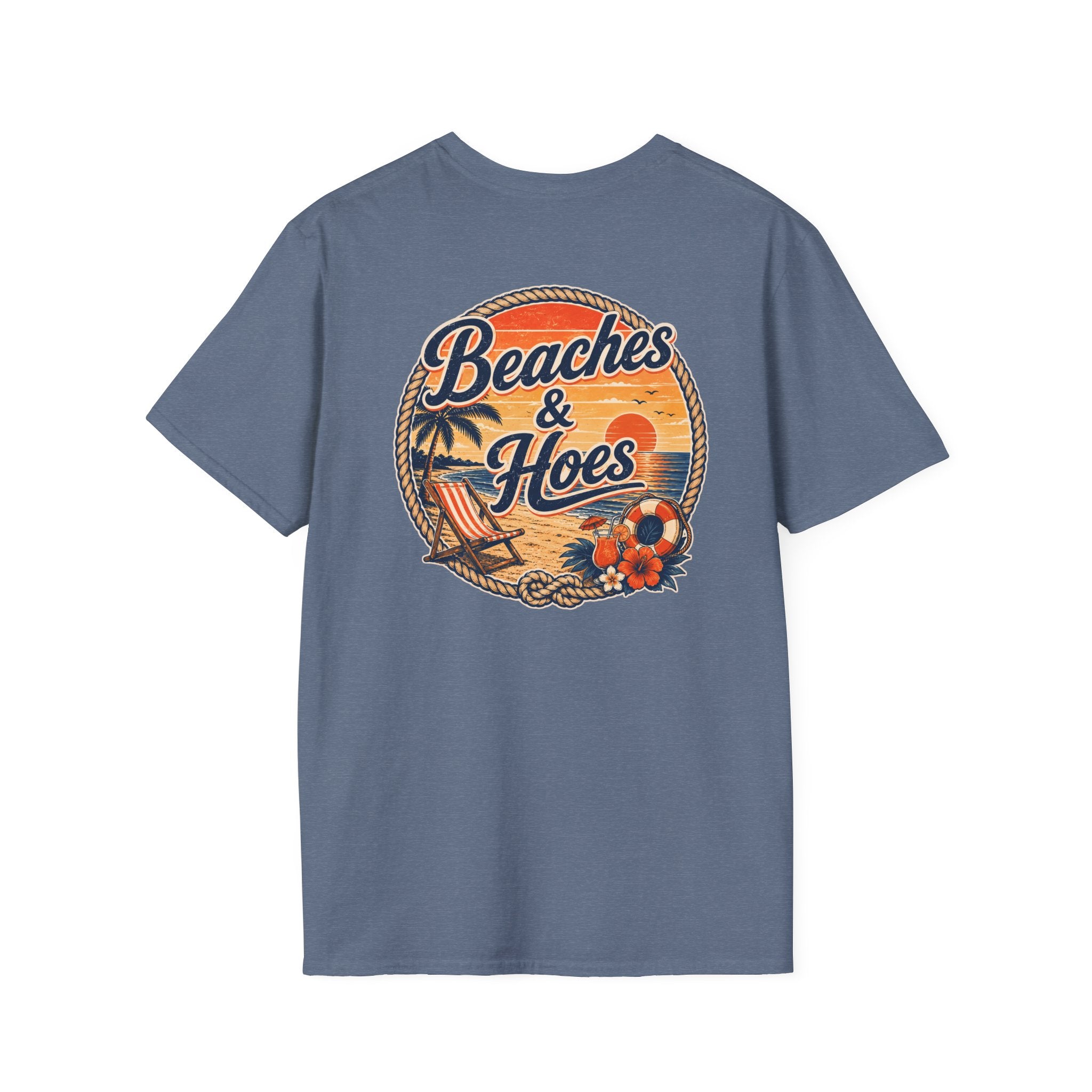 Beaches and Hoes Sunset Left Chest Full Back Print Tee – Hoes Clothes
