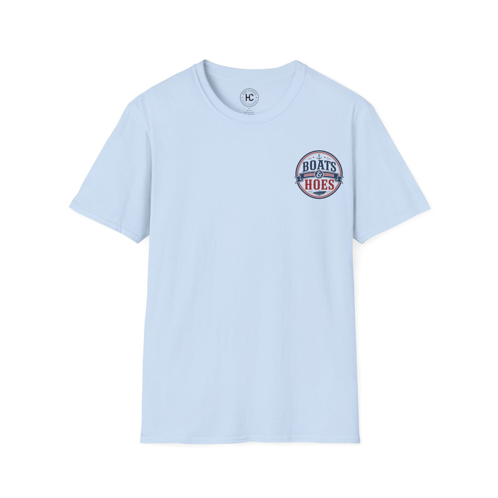 Boats and Hoes Badge Full Color Front & Back Tee – Hoes Clothes