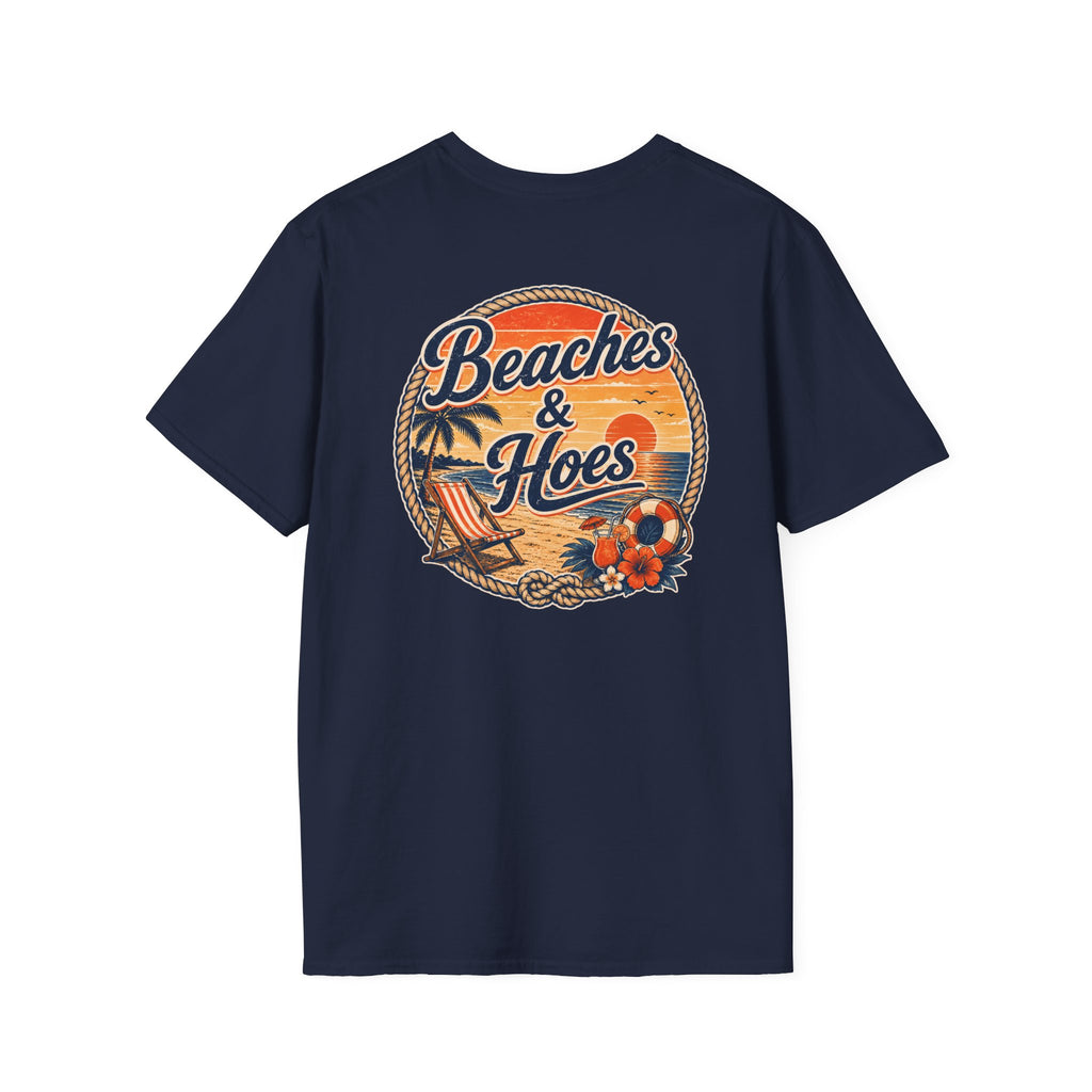Beaches and Hoes Sunset Left Chest Full Back Print Tee – Hoes Clothes