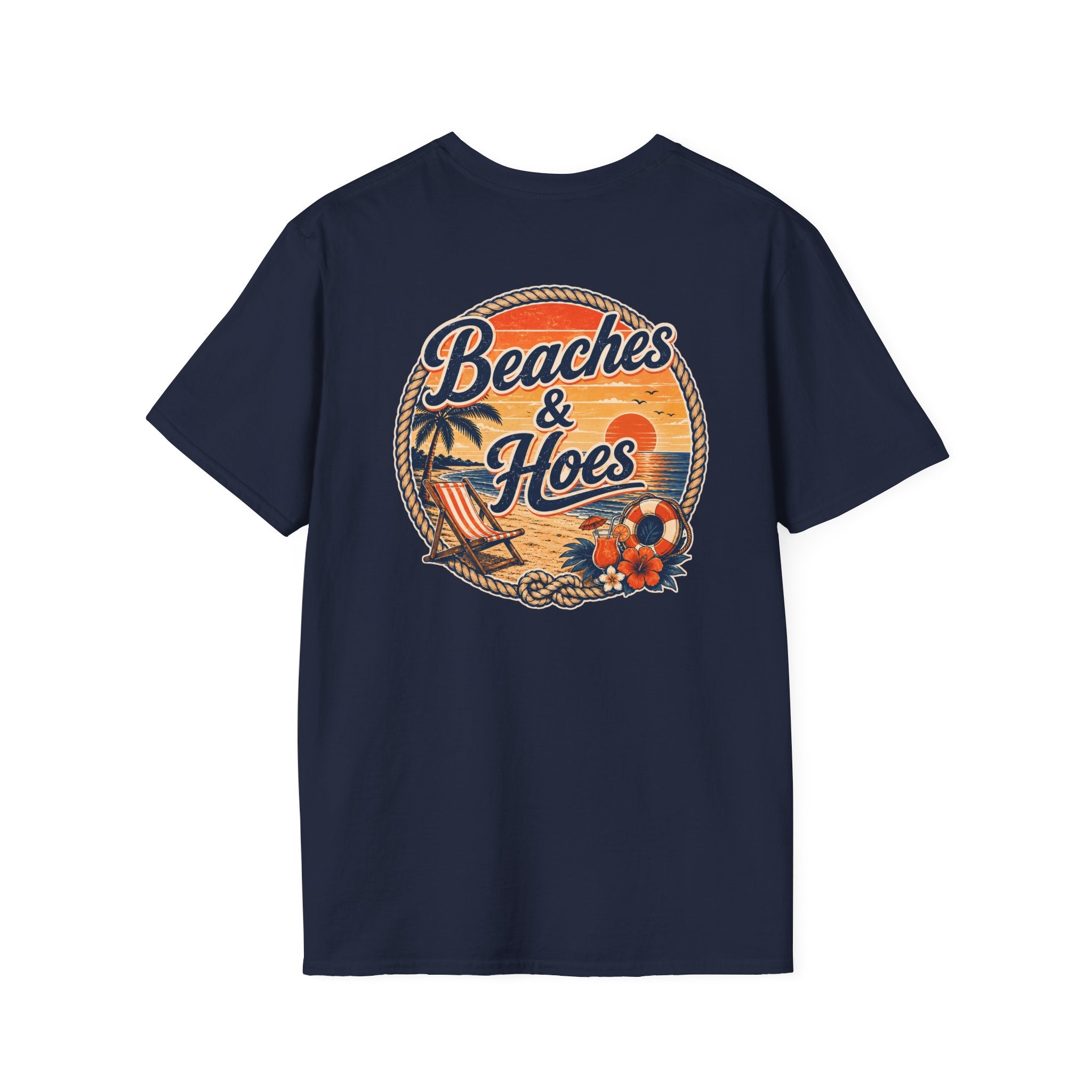 Beaches and Hoes Sunset Left Chest Full Back Print Tee – Hoes Clothes