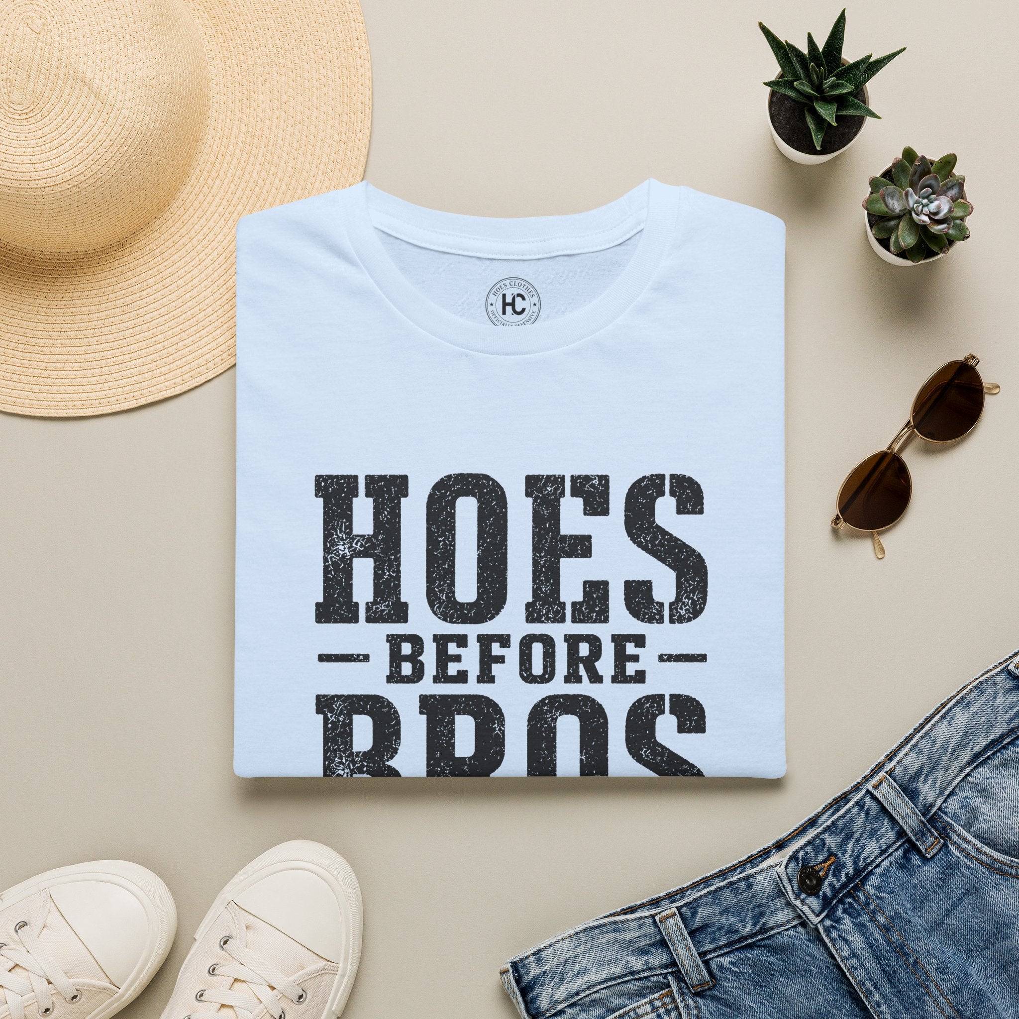 Hoes Before Bros Champagne Large Front Print Tee – Hoes Clothes