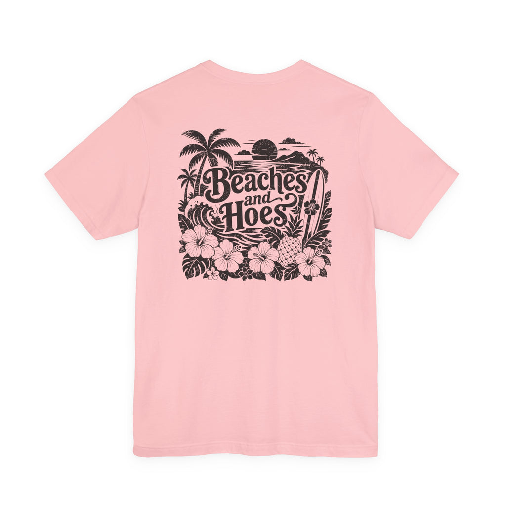 Beaches and Hoes B&W Left Chest Full Back Print Tee – Hoes Clothes
