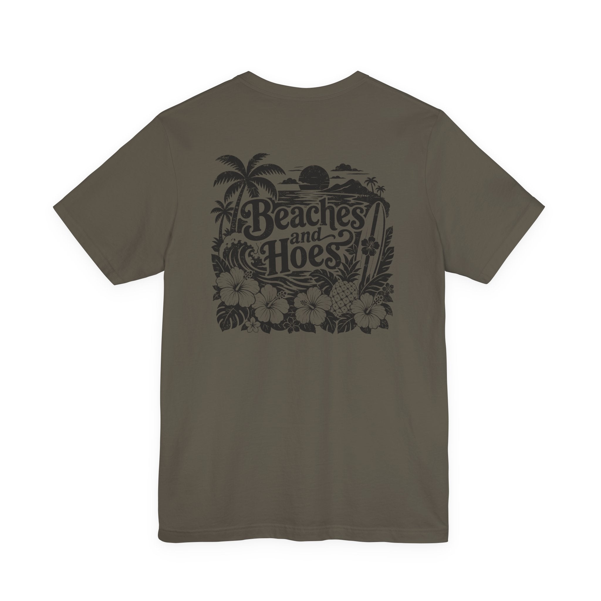 Beaches and Hoes B&W Left Chest Full Back Print Tee – Hoes Clothes