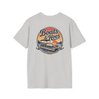 Boats and Hoes Sunset Pontoon Left Chest Full Back Print Tee – Hoes Clothes