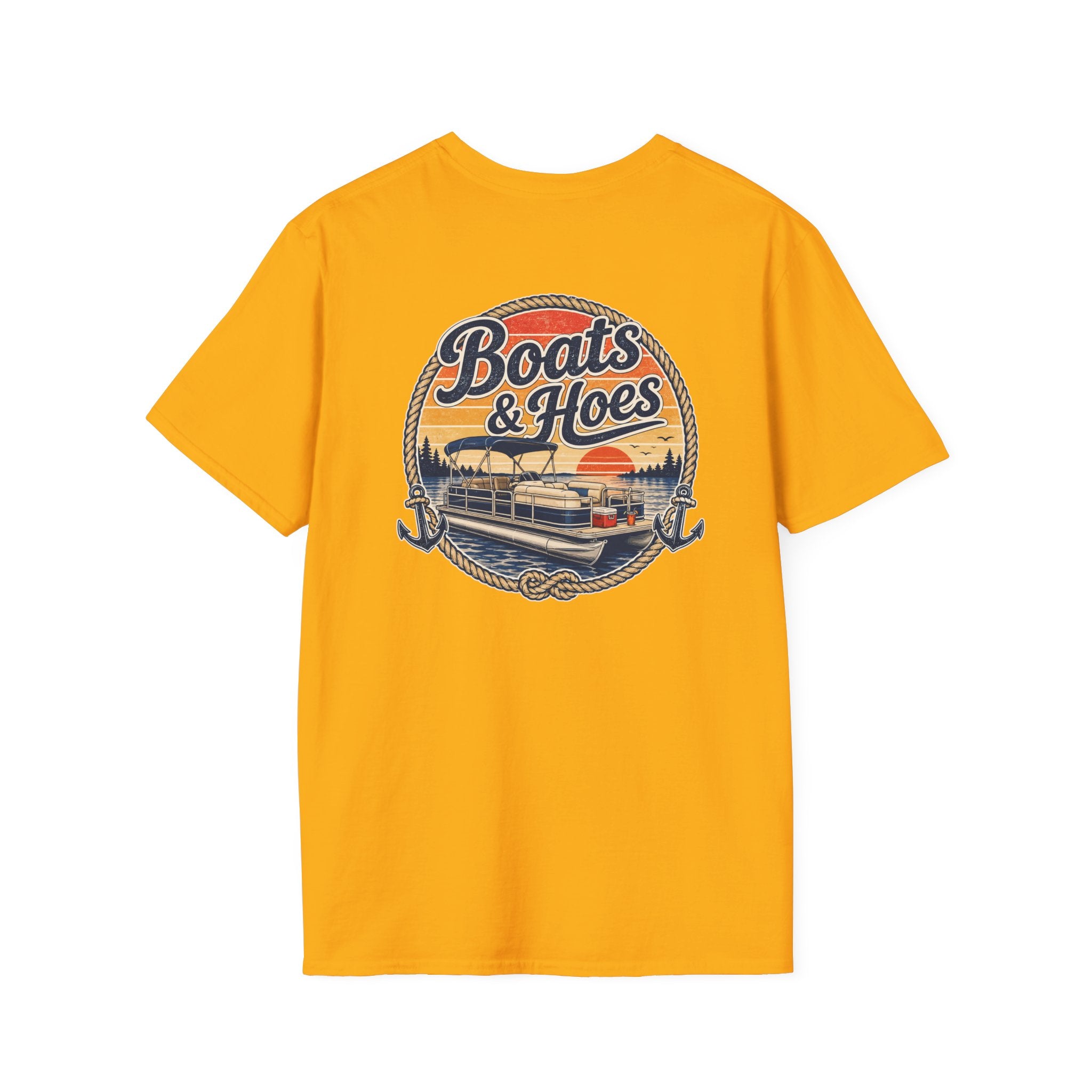 Boats and Hoes Sunset Pontoon Left Chest Full Back Print Tee – Hoes Clothes