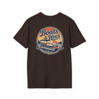 Boats and Hoes Sunset Pontoon Left Chest Full Back Print Tee – Hoes Clothes