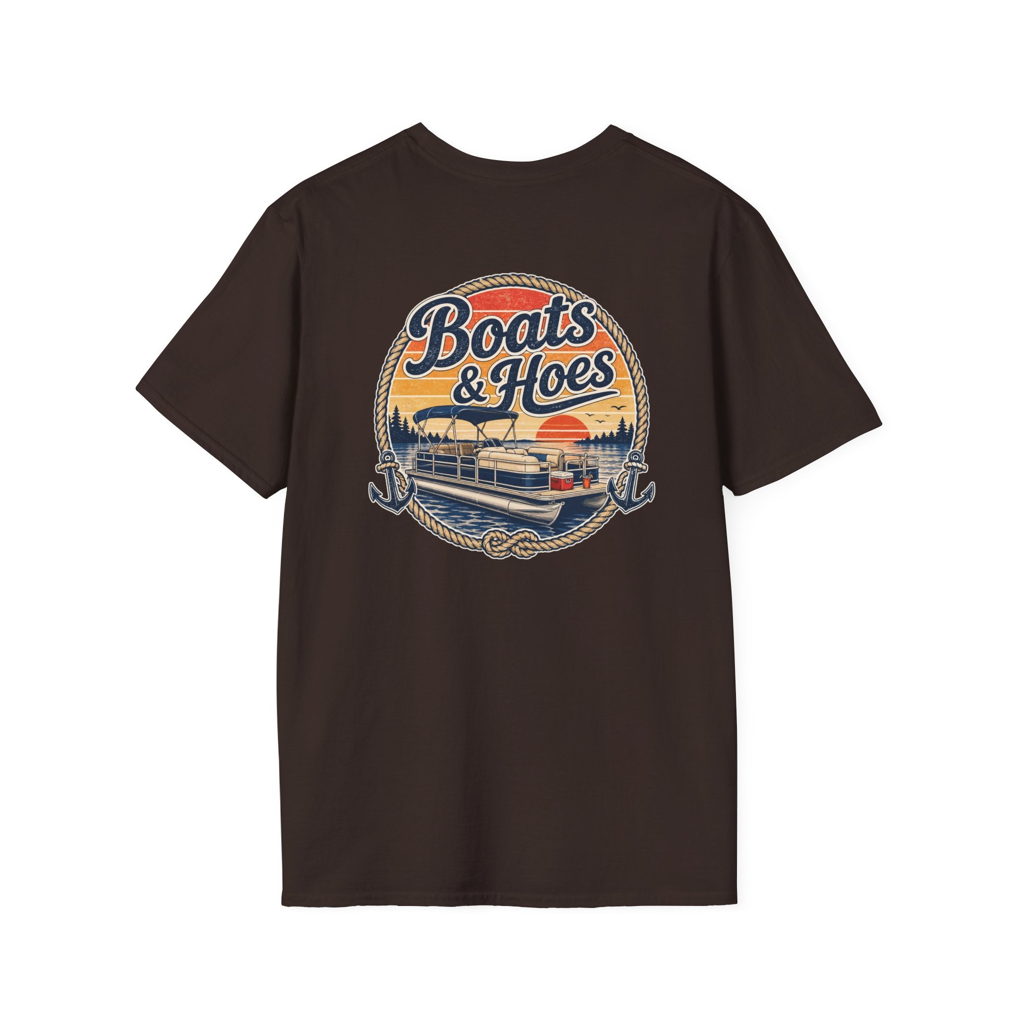 Boats and Hoes Sunset Pontoon Left Chest Full Back Print Tee – Hoes Clothes