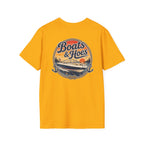 Boats and Hoes Sunset Speedboat Left Chest Full Back Print Tee – Hoes Clothes