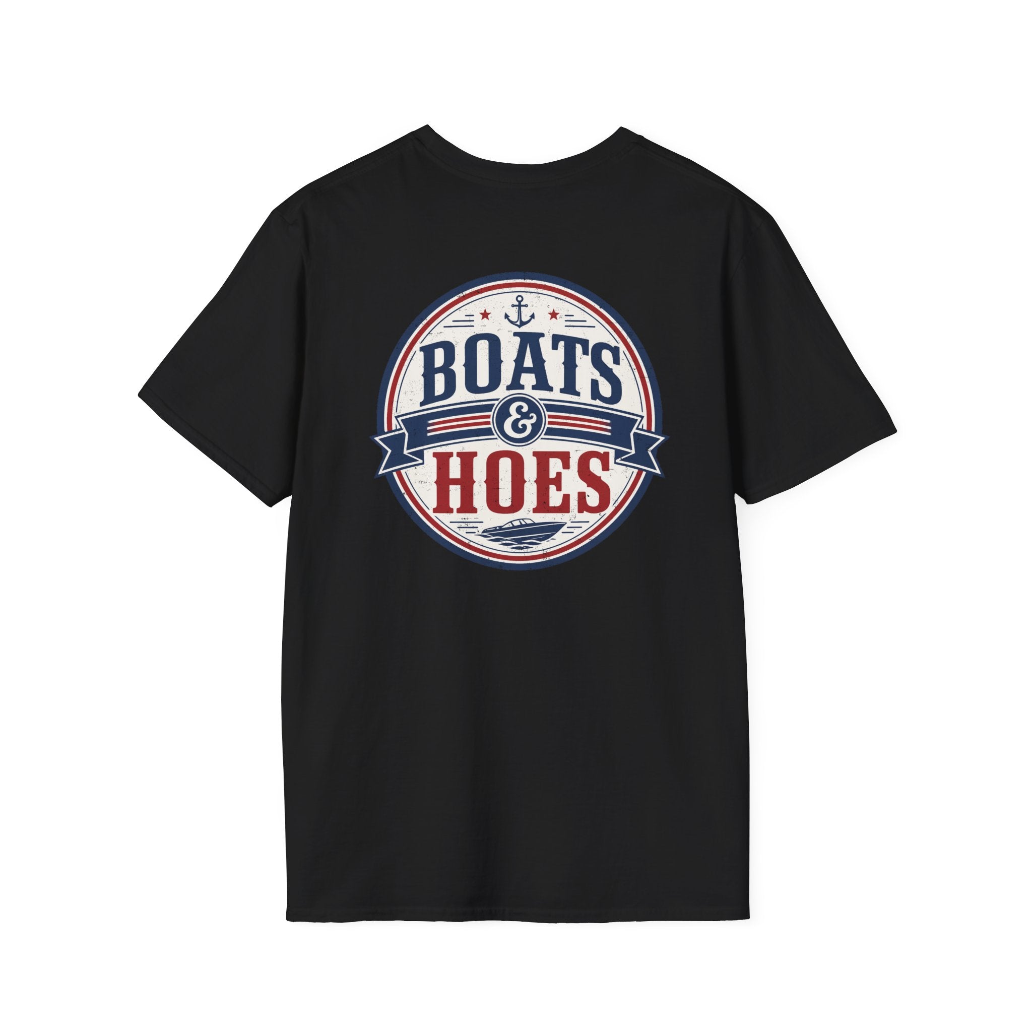 Boats and Hoes Badge Full Color Front & Back Tee – Hoes Clothes