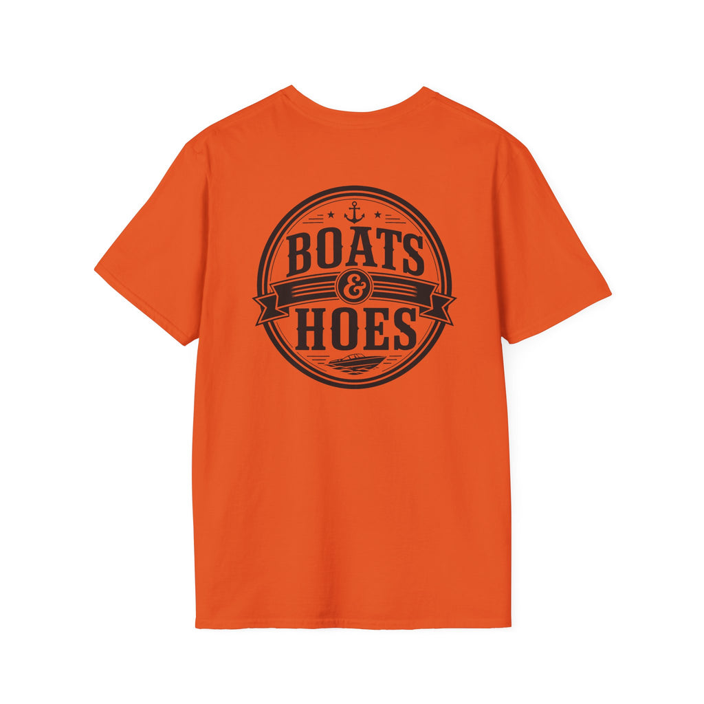 Boats and Hoes Badge Front & Back Print Tee – Hoes Clothes