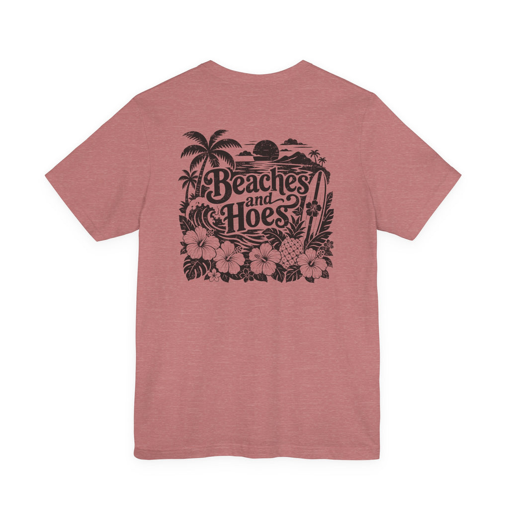 Beaches and Hoes B&W Left Chest Full Back Print Tee – Hoes Clothes