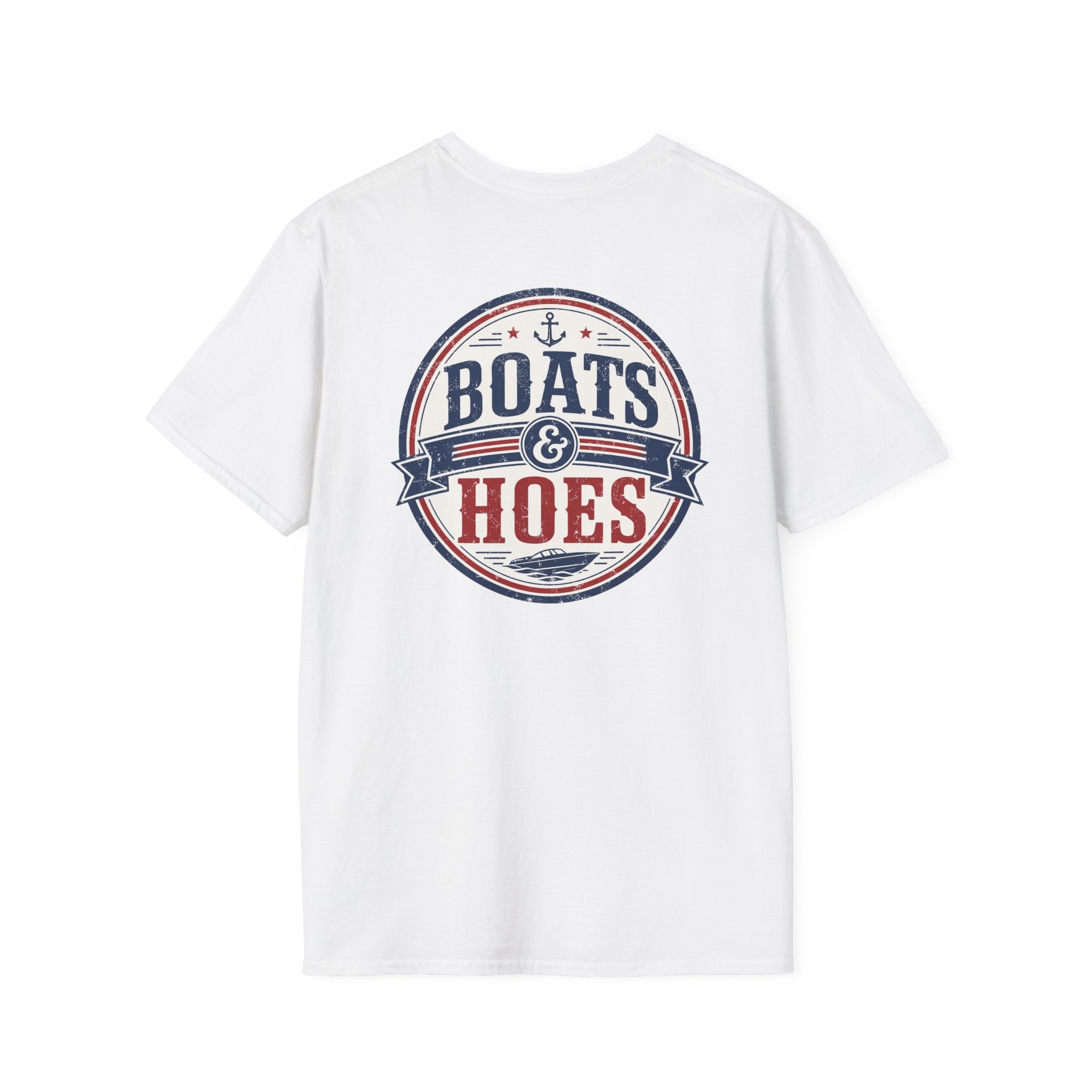 Boats and Hoes Badge Full Color Front & Back Tee – Hoes Clothes