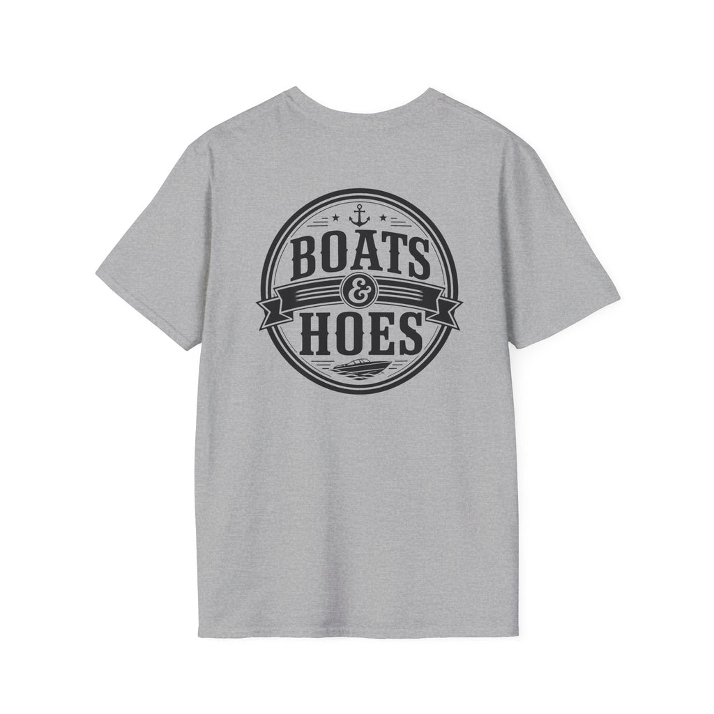 Boats and Hoes Badge Front & Back Print Tee – Hoes Clothes