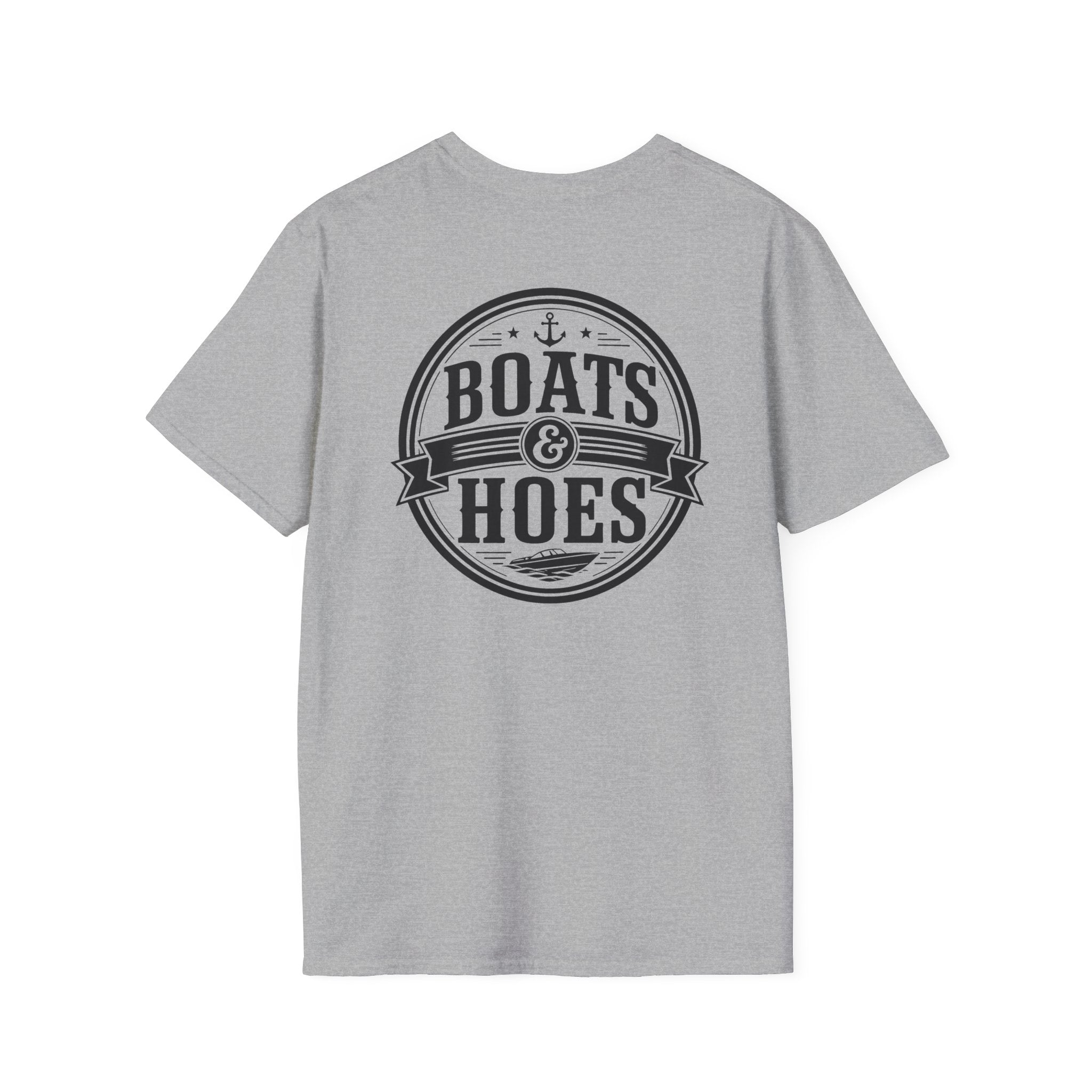 Boats and Hoes Badge Front & Back Print Tee – Hoes Clothes