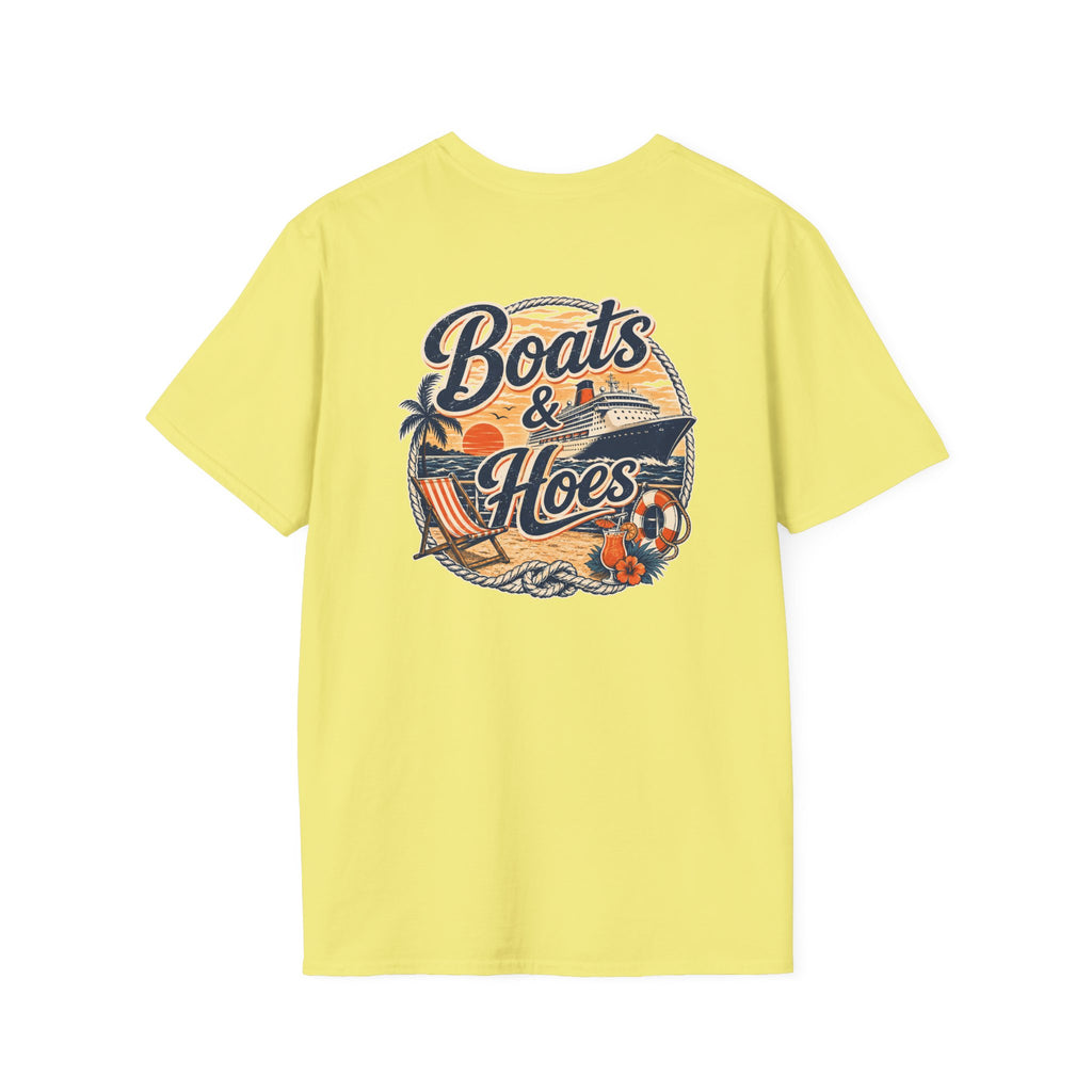 Boats and Hoes Sunset Cruising Left Chest Full Back Print Tee – Hoes Clothes