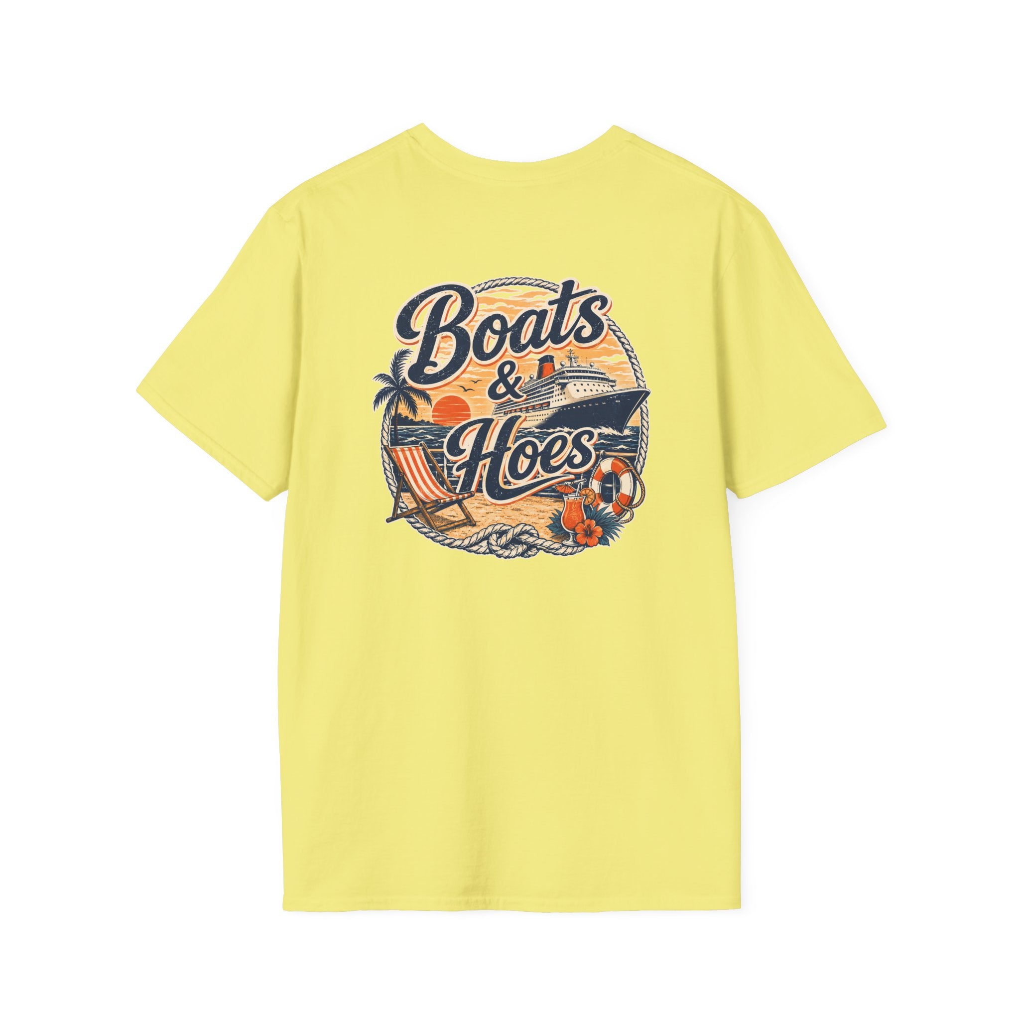 Boats and Hoes Sunset Cruising Left Chest Full Back Print Tee – Hoes Clothes