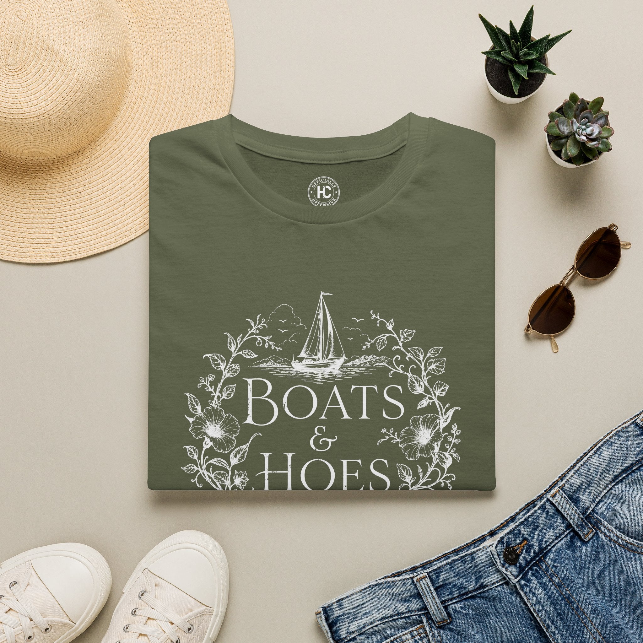 Boats and Hoes Botanical Front Only Tee – Hoes Clothes