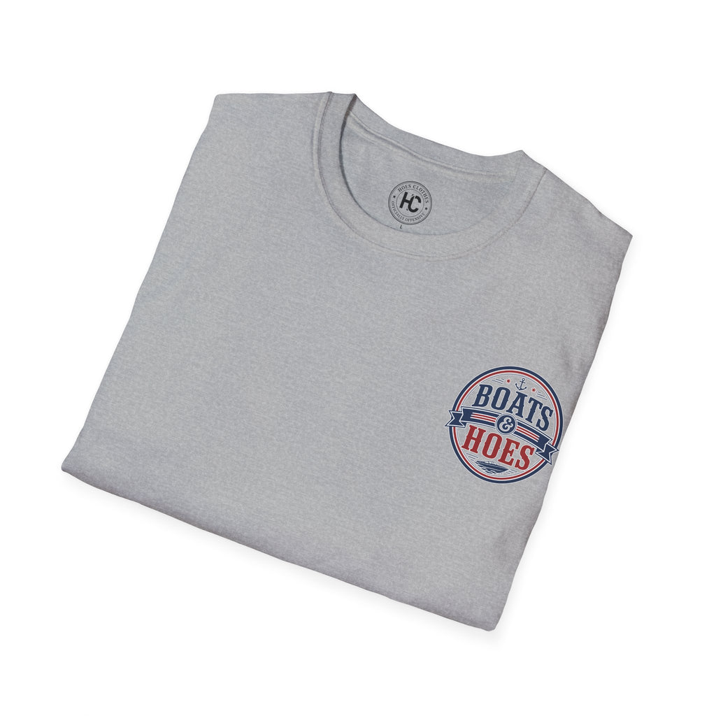 Boats and Hoes Badge Full Color Front & Back Tee – Hoes Clothes
