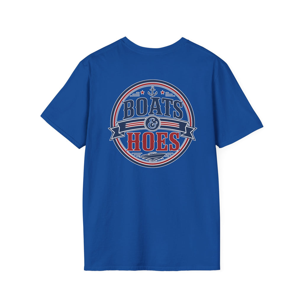 Boats and Hoes Badge Full Color Front & Back Tee – Hoes Clothes