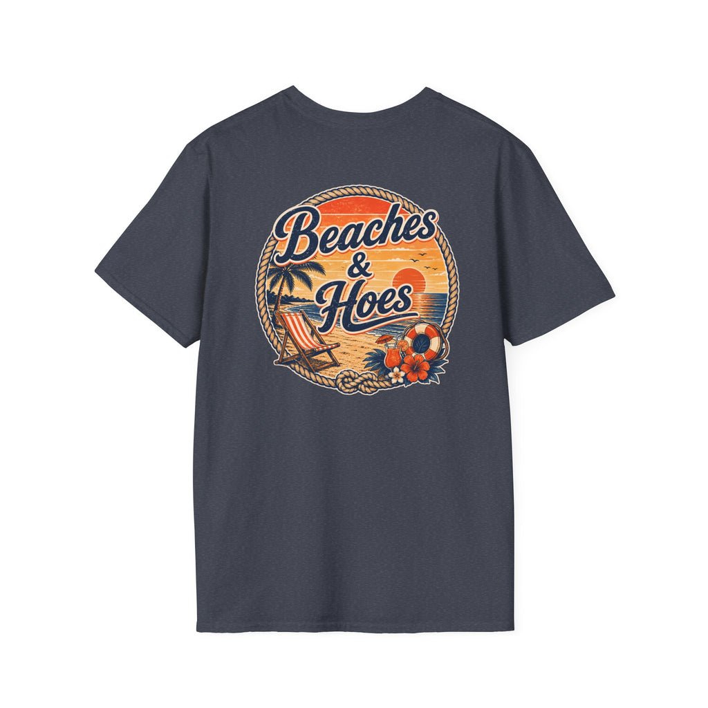 Beaches and Hoes Sunset Left Chest Full Back Print Tee – Hoes Clothes