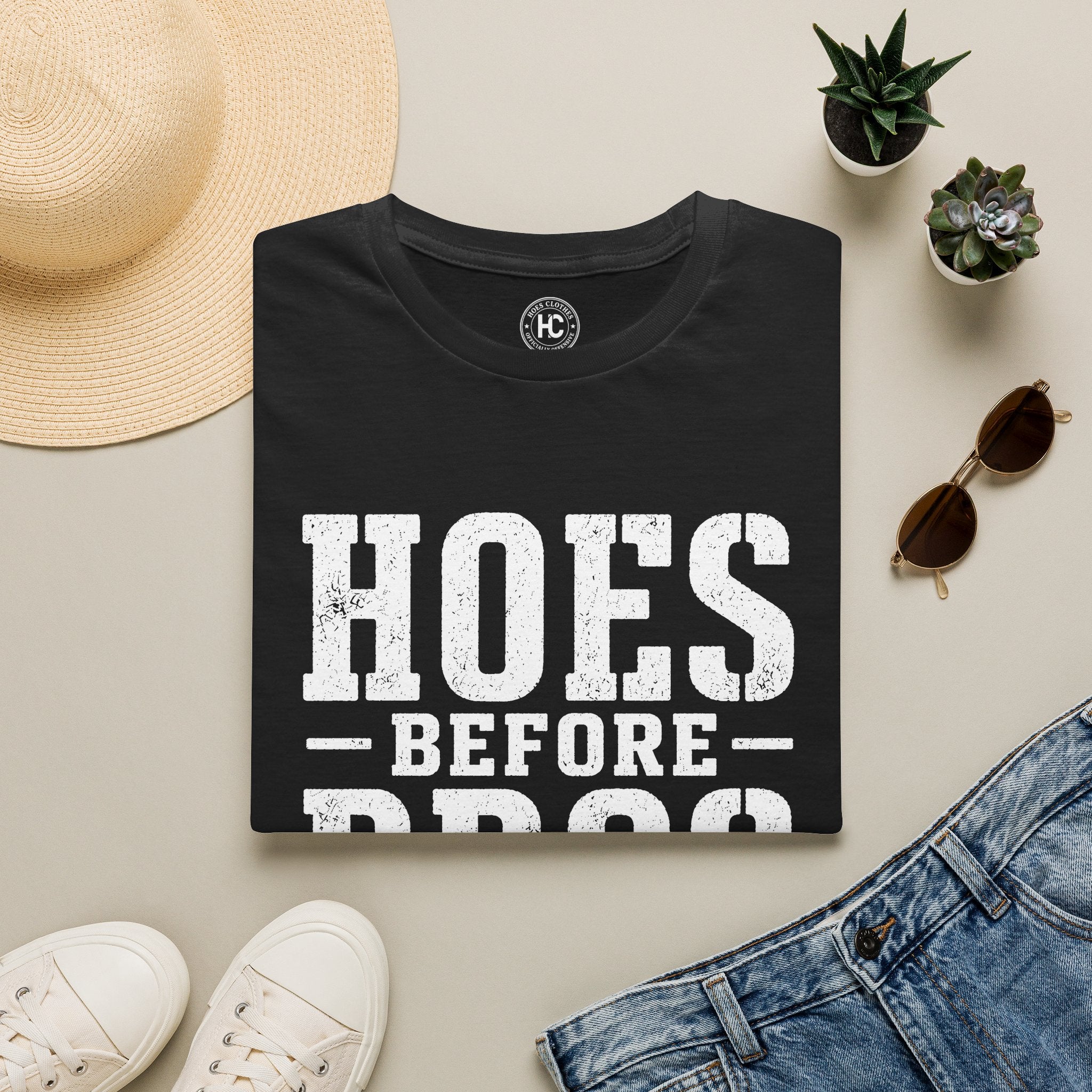 Hoes Before Bros Champagne Large Front Print Tee – Hoes Clothes